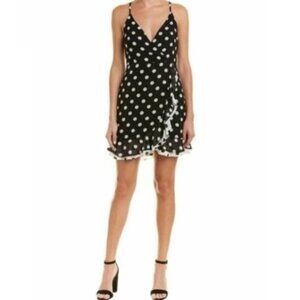 BARDOT Dress Polka Dot Mini Ruffled Trim Sleeveless Size XS